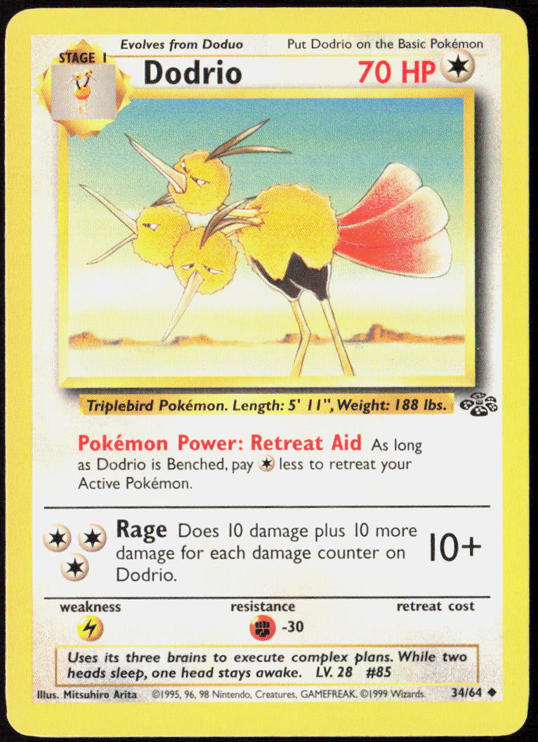 Dodrio Unlimited 34/64 Jungle Pokemon TCG LP