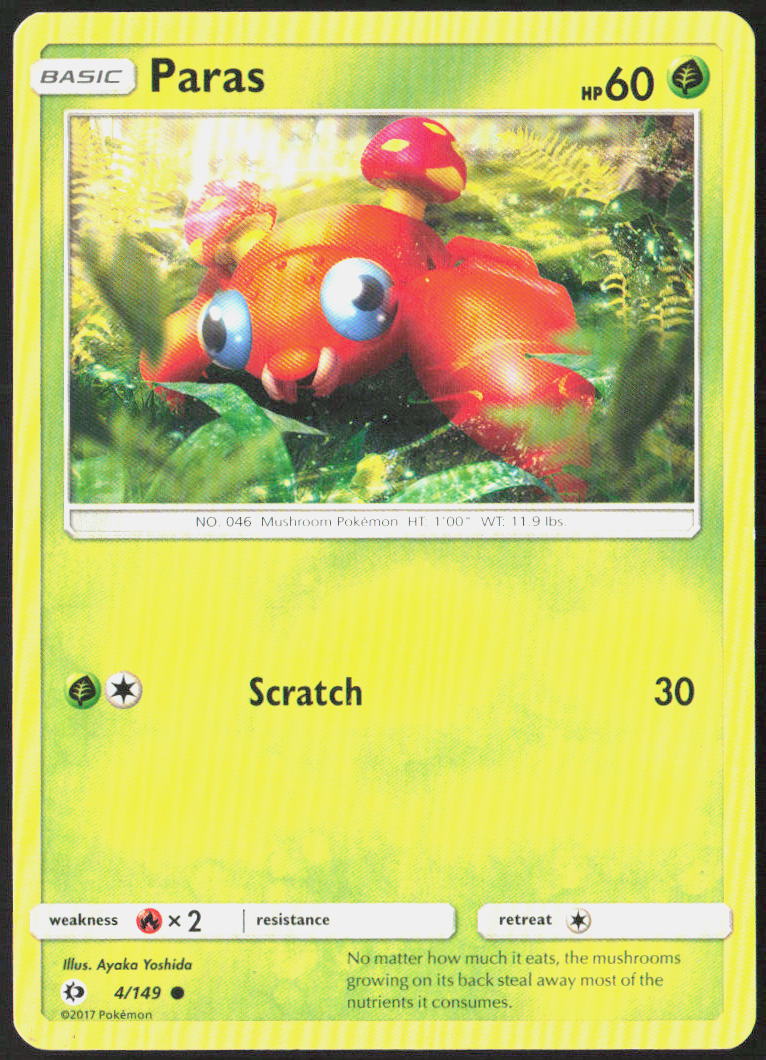 Paras 4/149 SM Base Set Pokemon TCG LP
