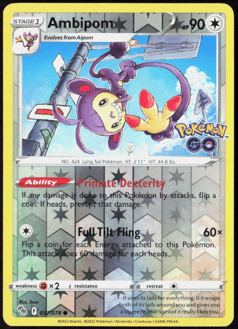 Ambipom Reverse Holo 057/078 Pokemon GO Pokemon TCG LP