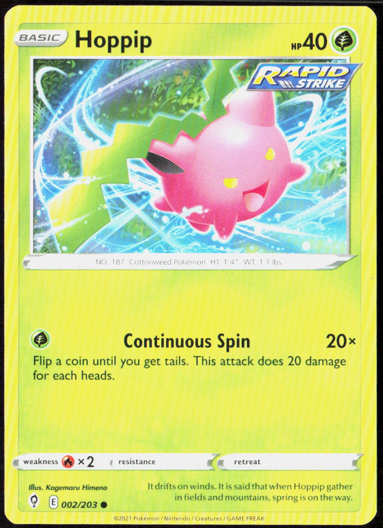 Hoppip 002/203 SWSH07: Evolving Skies Pokemon TCG LP
