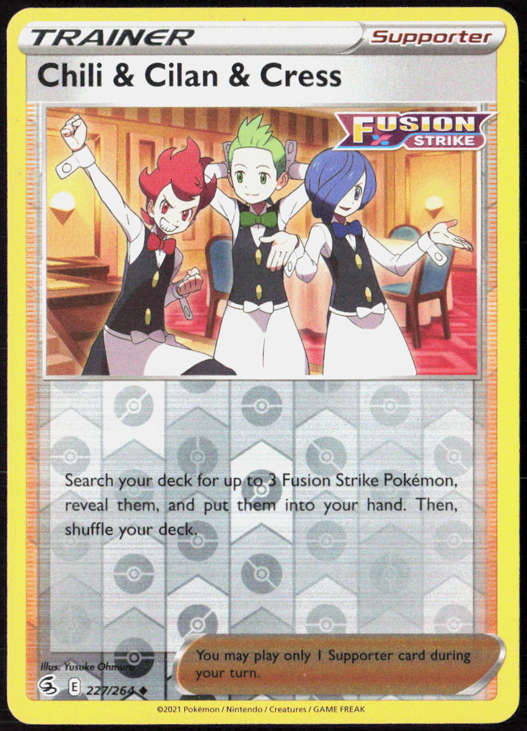 Chili & Cilan & Cress Reverse Holo 227/264 SWSH08: Fusion Strike NM