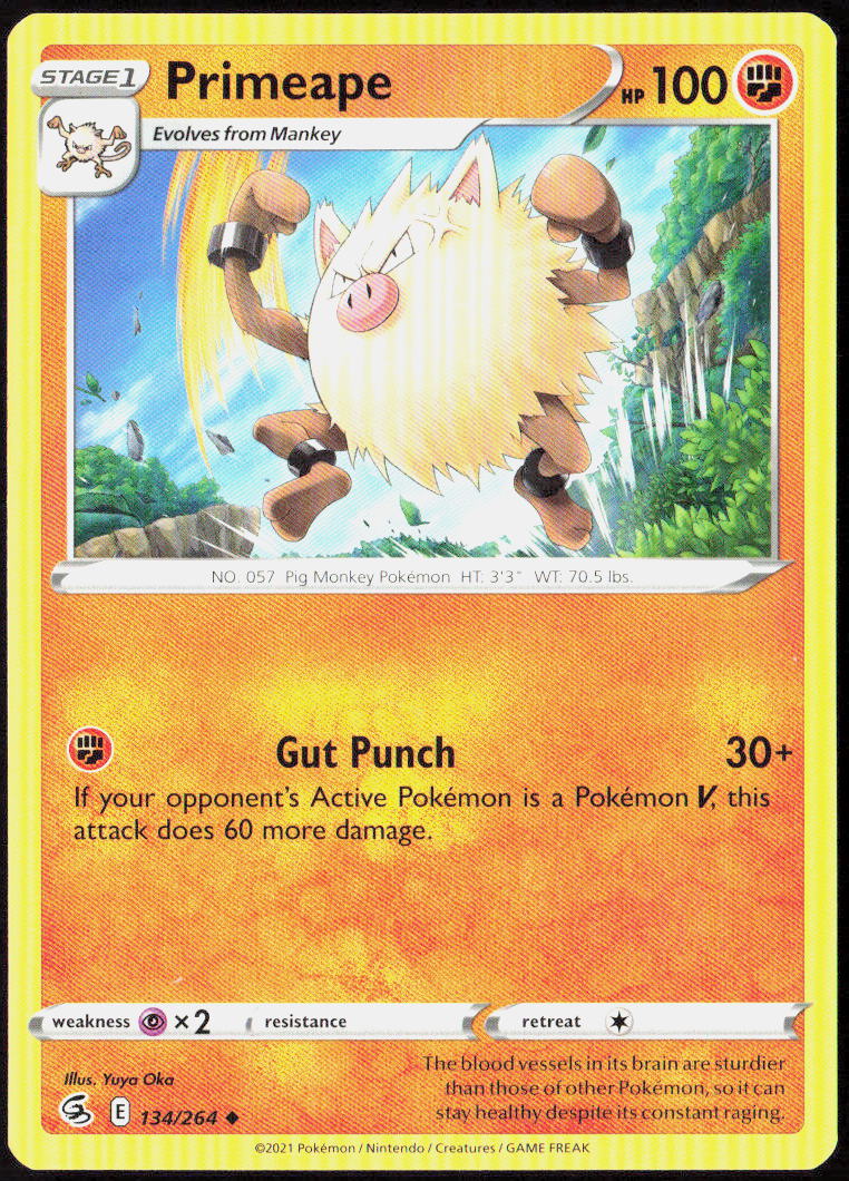 Primeape 134/264 SWSH08: Fusion Strike Pokemon TCG LP