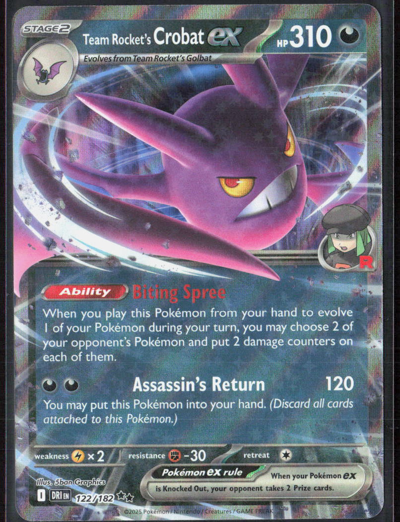 Team Rocket's Crobat ex Holo 122/182 SV10: Destined Rivals NM