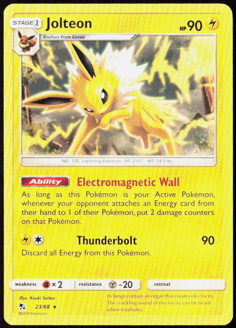 Jolteon 23/68 Hidden Fates Pokemon TCG LP