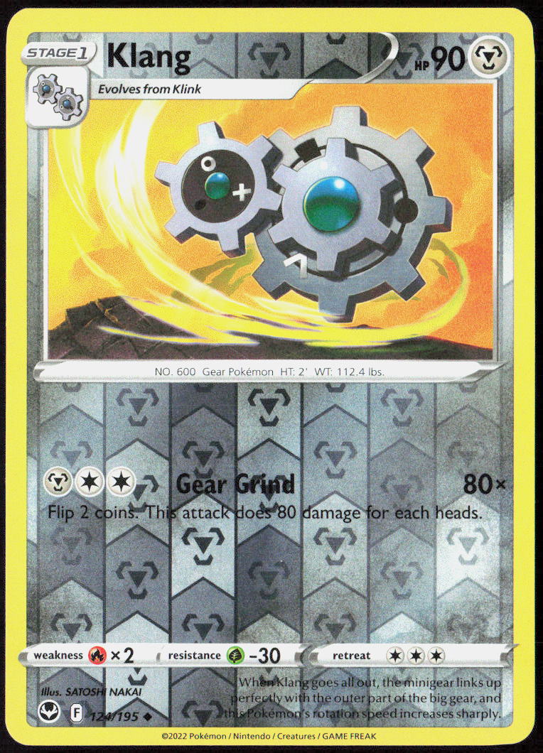 Klang Reverse Holo 124/195 SWSH12: Silver Tempest Pokemon TCG LP