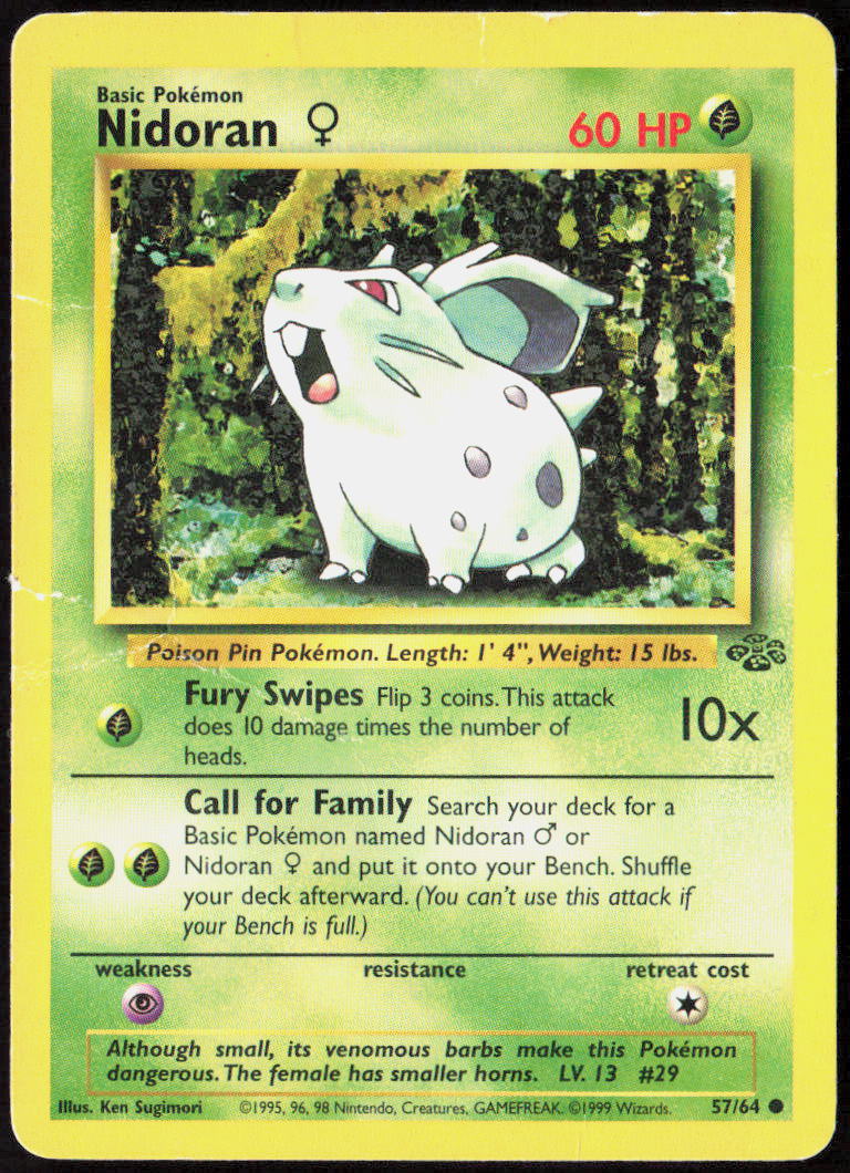Nidoran F Unlimited 57/64 Jungle Pokemon TCG DMG
