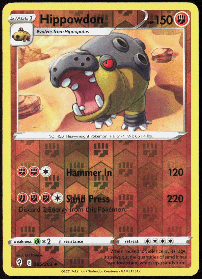 Hippowdon Reverse Holo 085/203 SWSH07: Evolving Skies Pokemon TCG LP