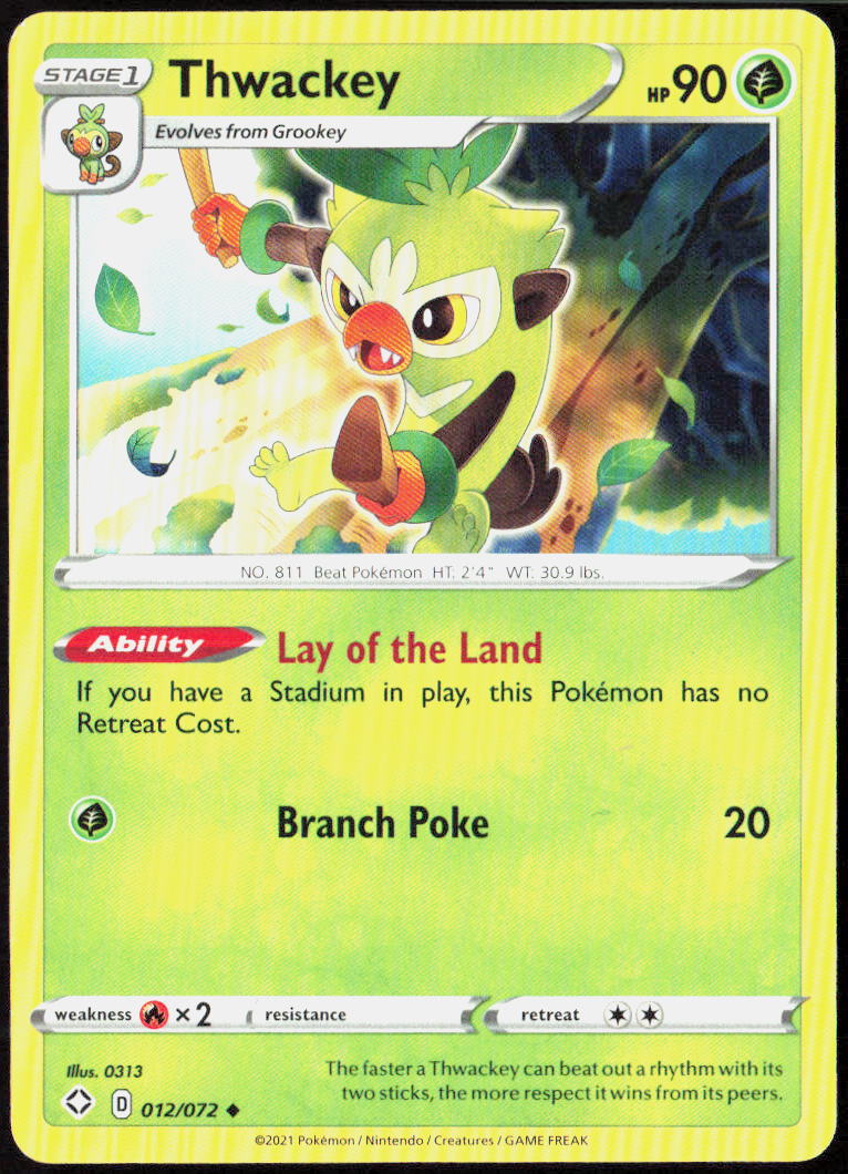 Thwackey 012/072 Shining Fates Pokemon TCG LP