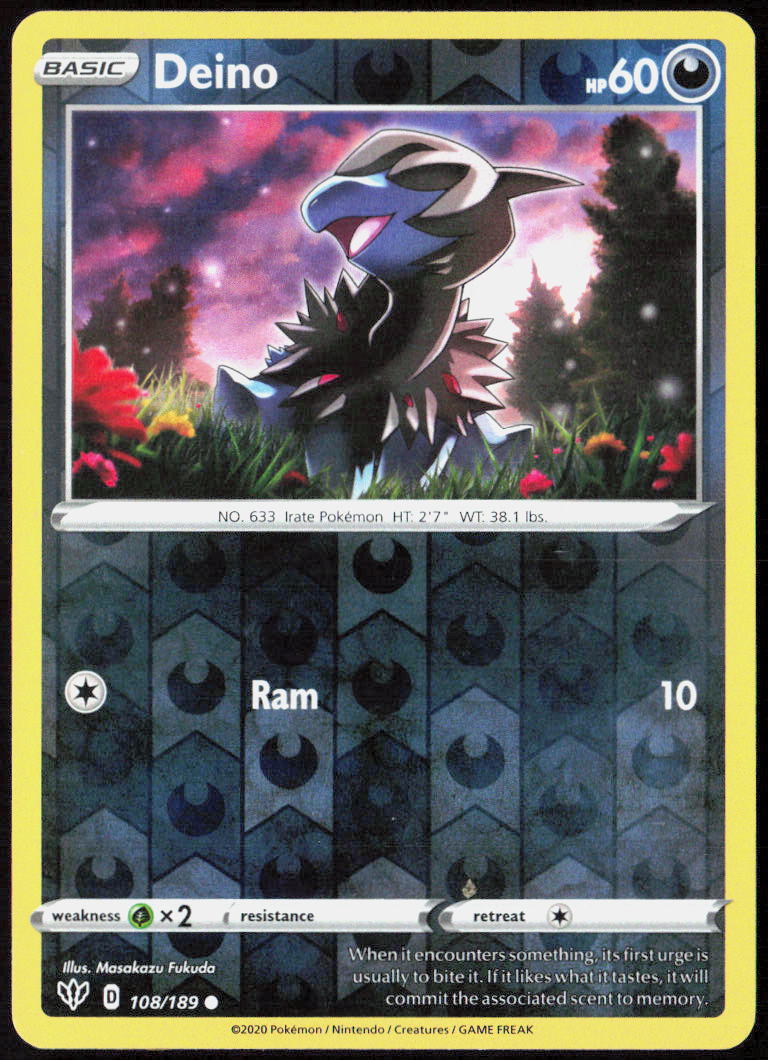 Deino Reverse Holo 108/189 SWSH03: Darkness Ablaze LP