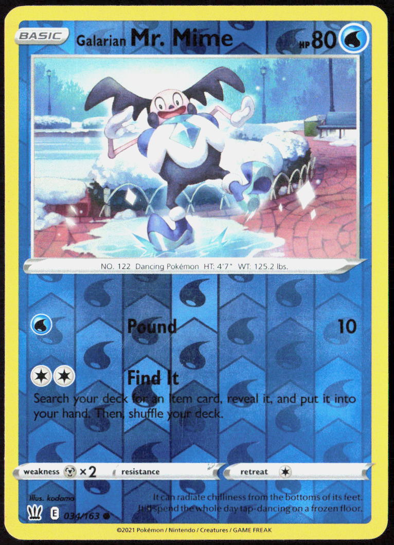 Galarian Mr. Mime Reverse Holo 034/163 SWSH05: Battle Styles LP