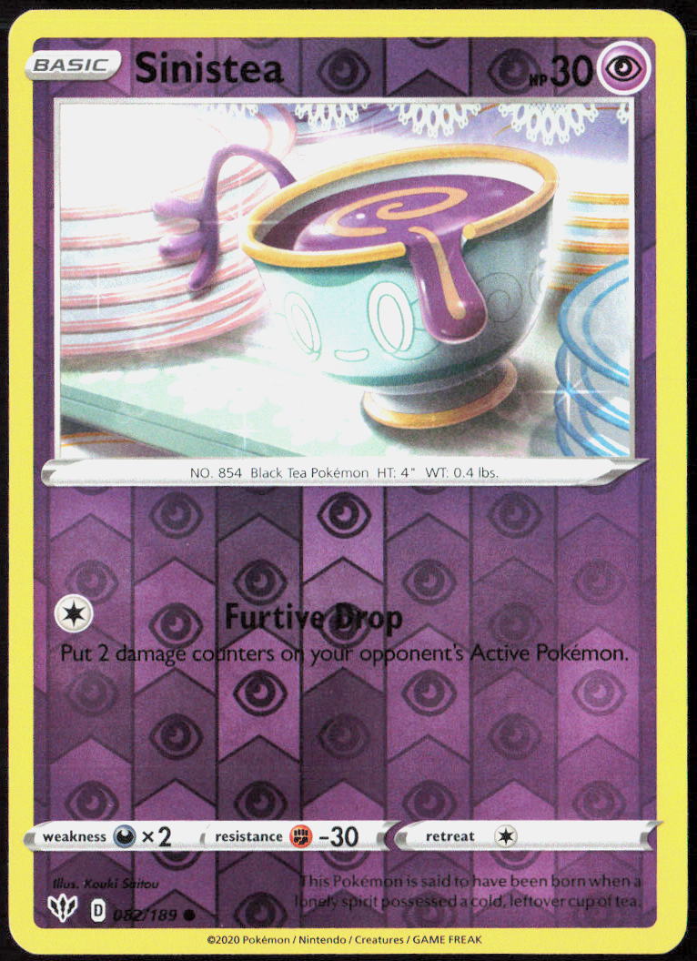 Sinistea Reverse Holo 082/189 SWSH03: Darkness Ablaze Pokemon TCG LP
