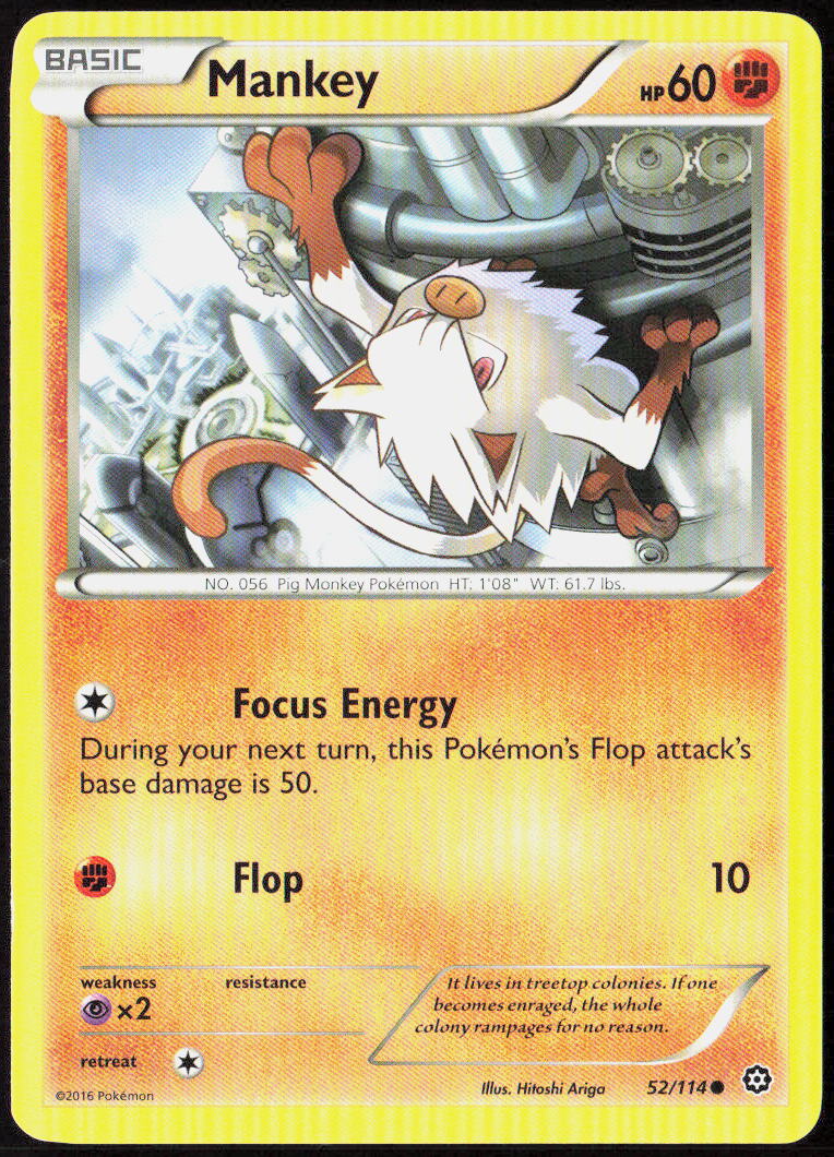 Mankey 52/114 XY - Steam Siege Pokemon TCG LP