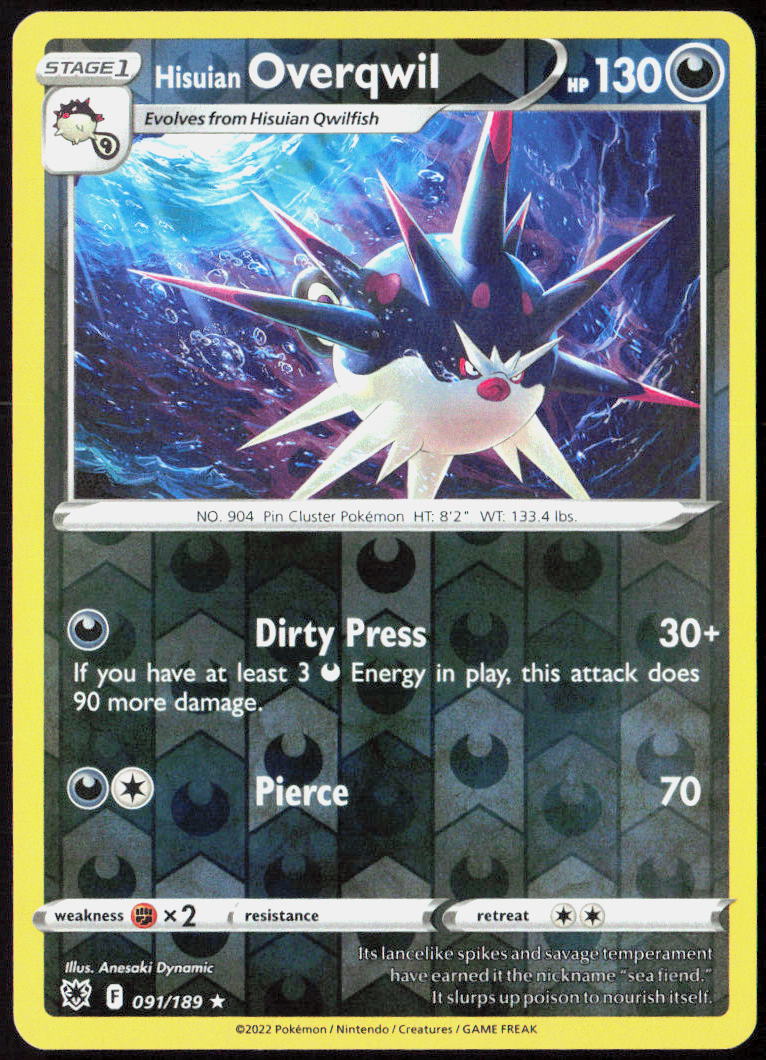 Hisuian Overqwil (91) Reverse Holo 091/189 SWSH10: Astral Radiance Pokemon LP