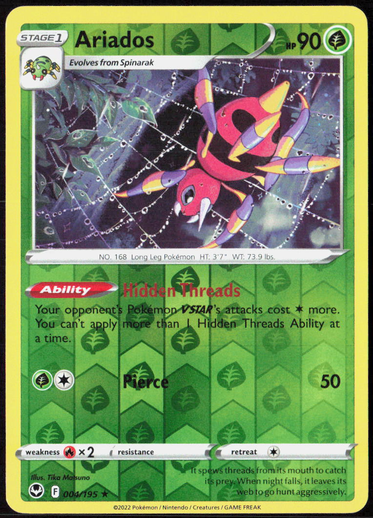 Ariados Reverse Holo 004/195 SWSH12: Silver Tempest Pokemon TCG LP