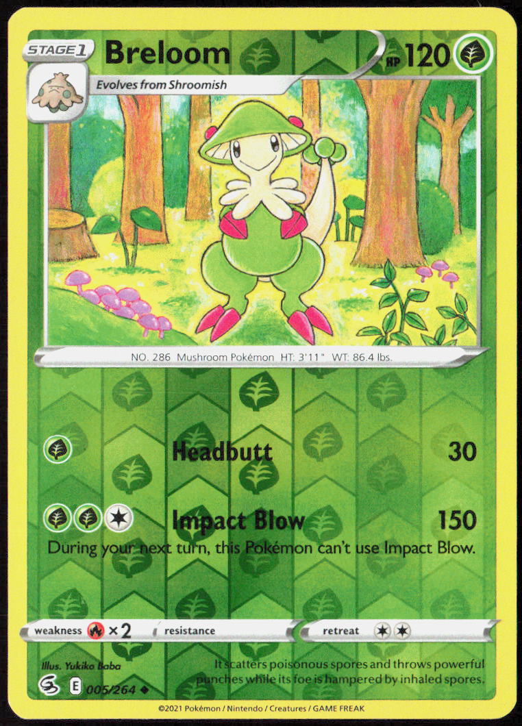 Breloom Reverse Holo 005/264 SWSH08: Fusion Strike NM