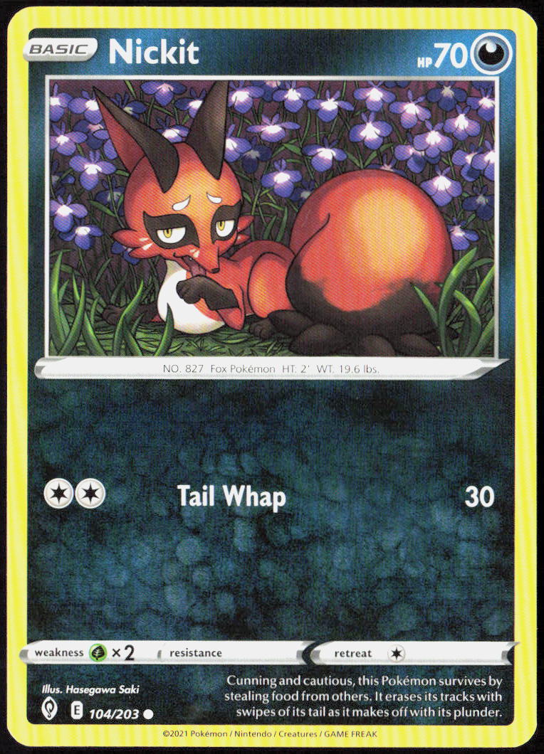 Nickit 104/203 SWSH07: Evolving Skies Pokemon TCG LP