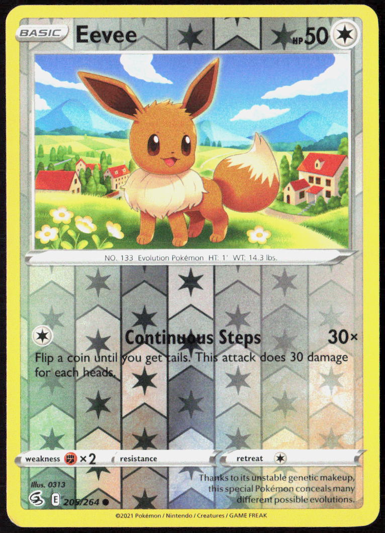 Eevee Reverse Holo 205/264 SWSH08: Fusion Strike NM