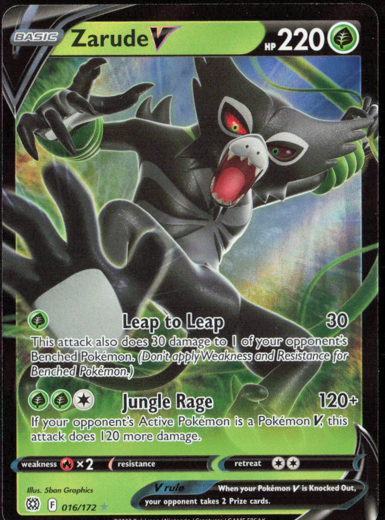 Zarude V Holo 016/172 SWSH09: Brilliant Stars Pokemon TCG LP