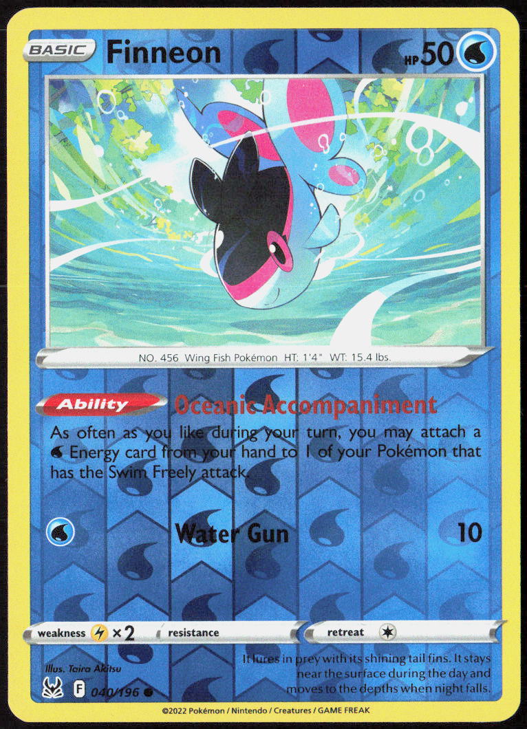 Finneon Reverse Holo 040/196 SWSH11: Lost Origin Pokemon TCG LP
