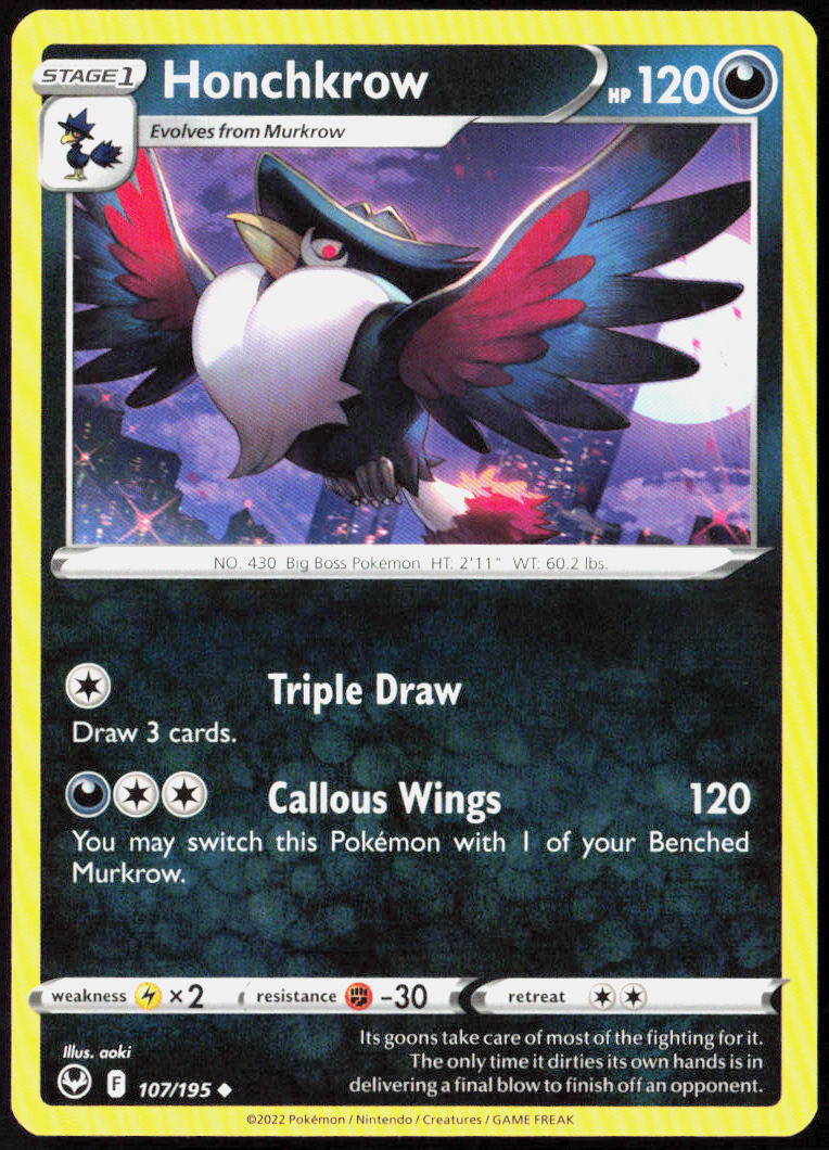 Honchkrow 107/195 SWSH12: Silver Tempest Pokemon TCG LP