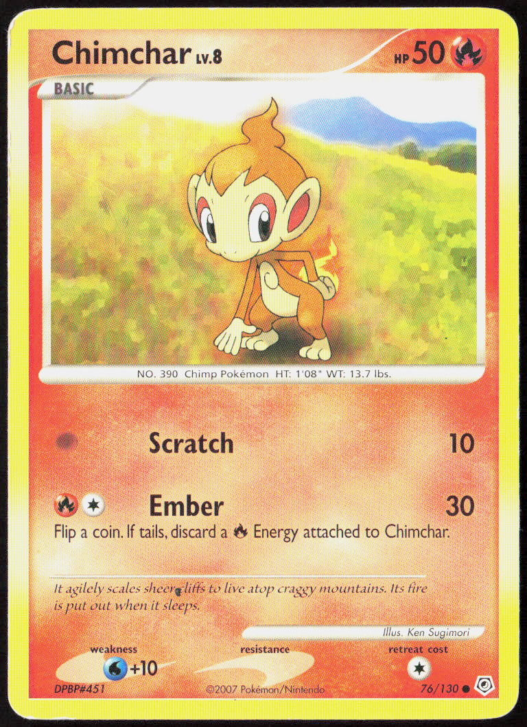 Chimchar 76/130 Diamond and Pearl Pokemon TCG MP