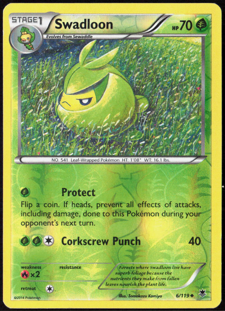 Swadloon Reverse Holo 6/119 XY - Phantom Forces Pokemon TCG LP
