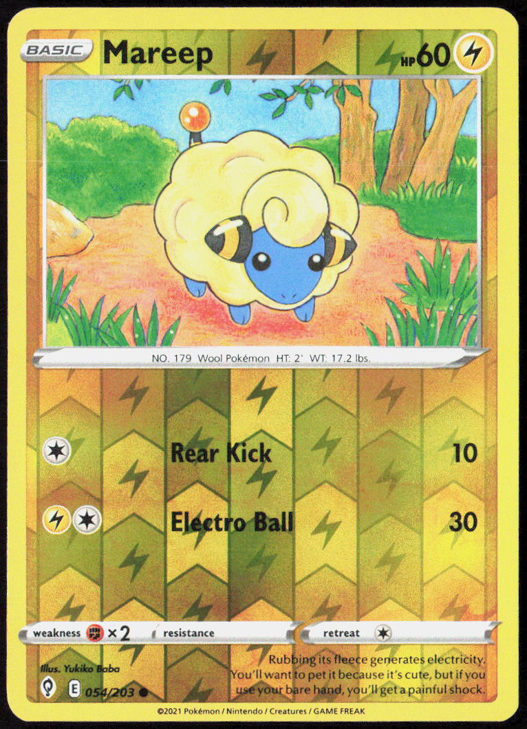 Mareep Reverse Holo 054/203 SWSH07: Evolving Skies Pokemon TCG LP