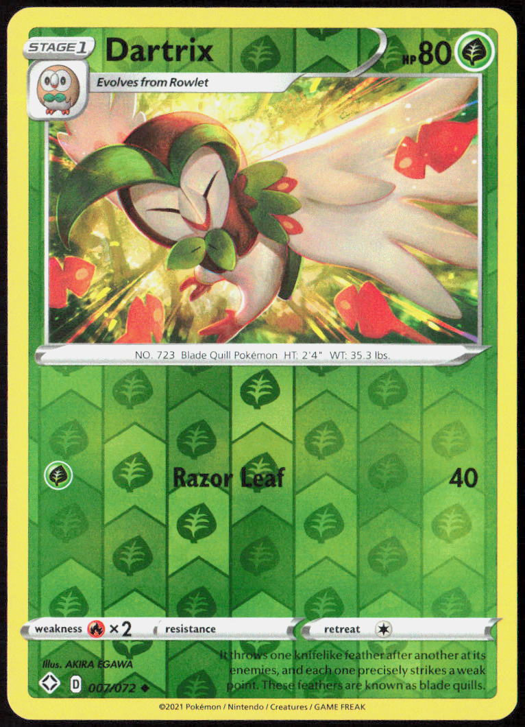 Dartrix Reverse Holo 007/072 Shining Fates Pokemon TCG LP