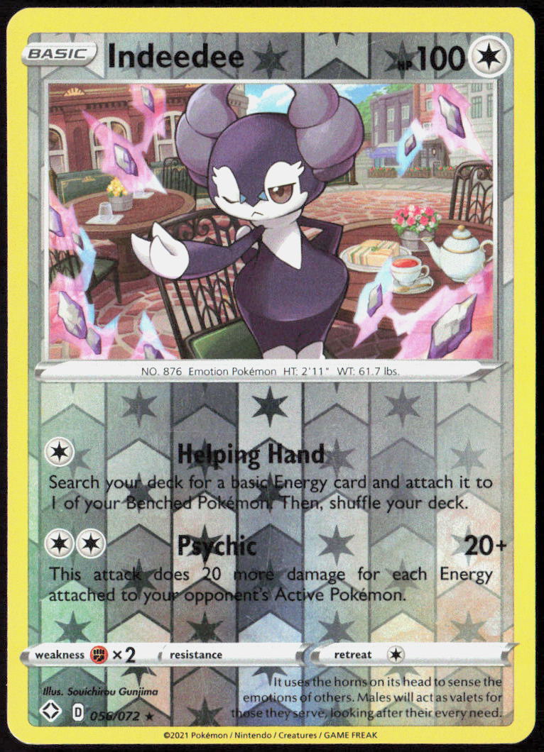 Indeedee Reverse Holo 056/072 Shining Fates Pokemon TCG LP