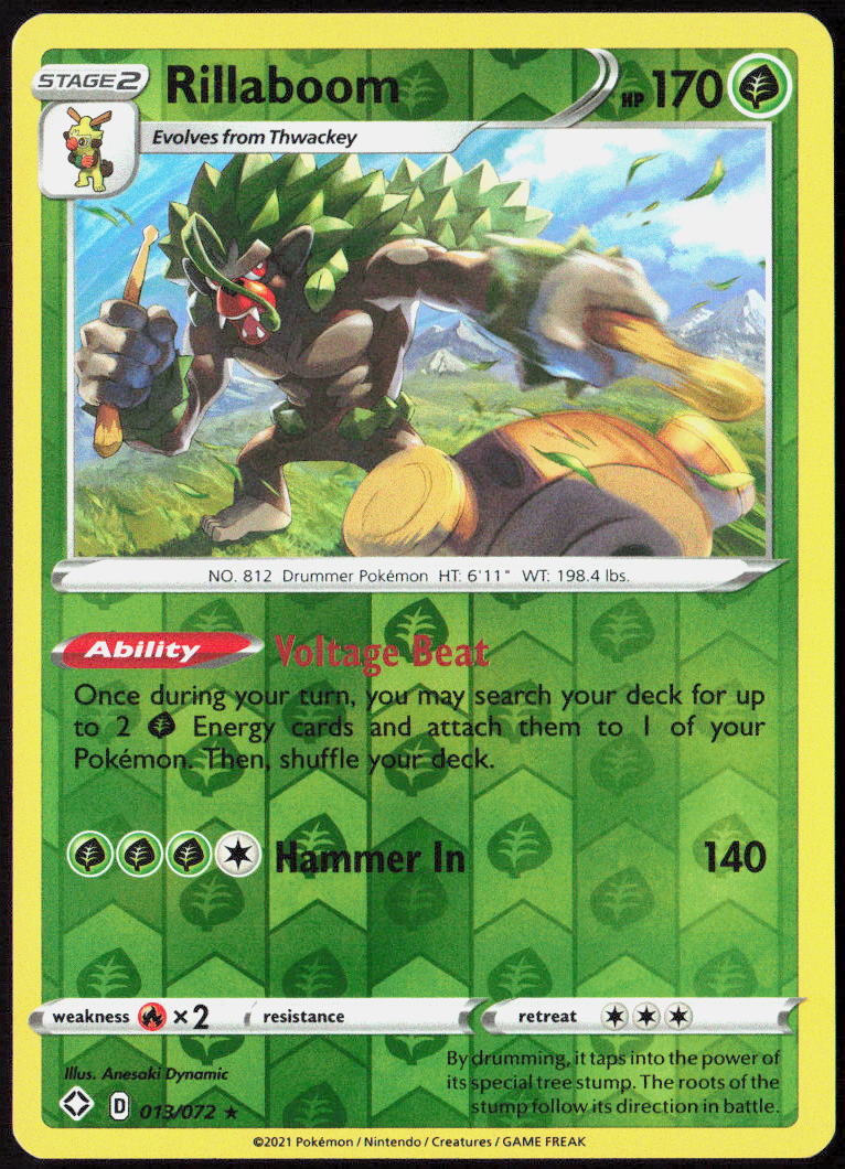 Rillaboom Reverse Holo 013/072 Shining Fates Pokemon TCG LP