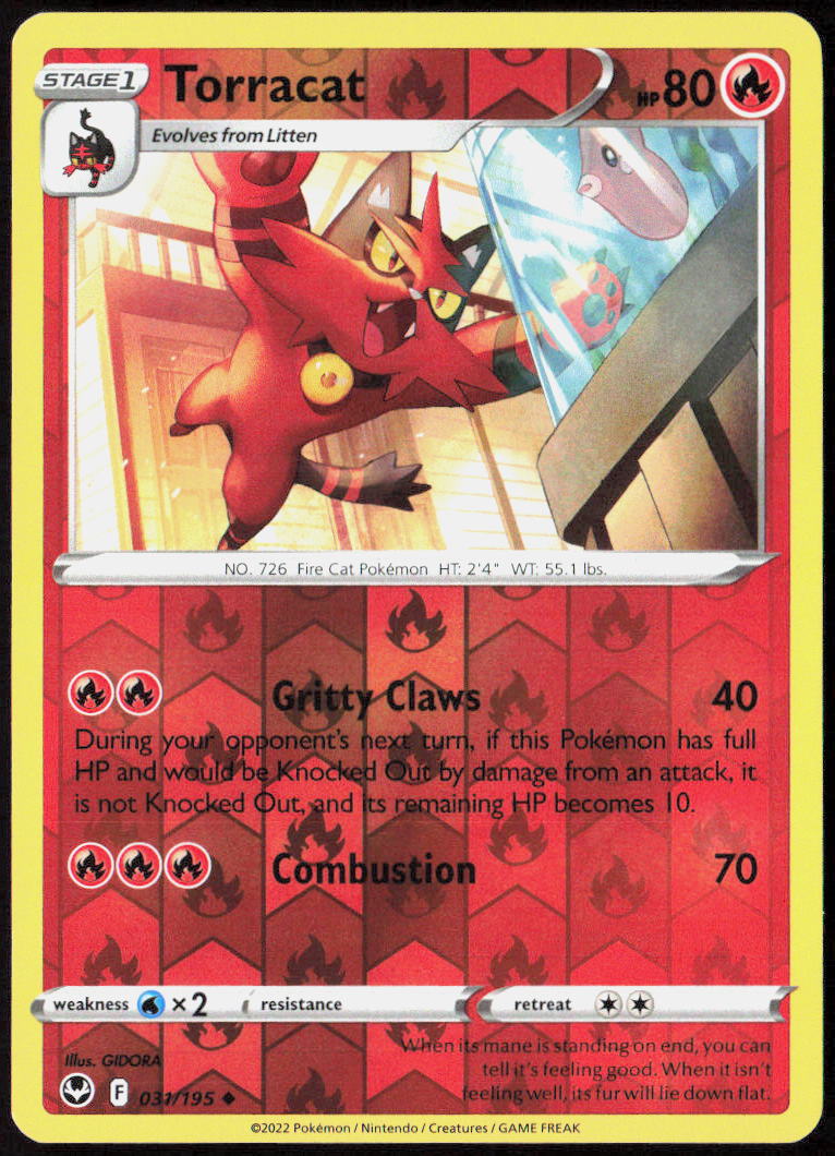 Torracat Reverse Holo 031/195 SWSH12: Silver Tempest Pokemon TCG LP