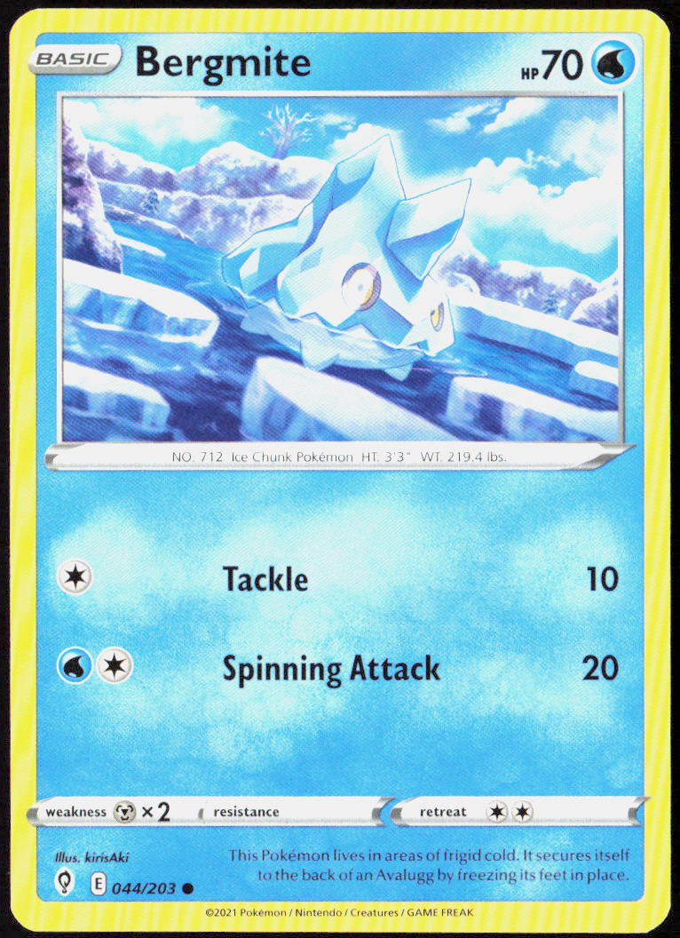 Bergmite 044/203 SWSH07: Evolving Skies Pokemon TCG LP
