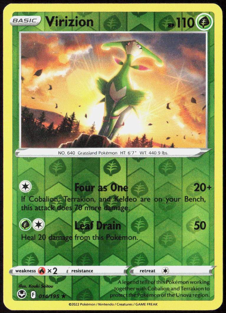 Virizion Reverse Holo 014/195 SWSH12: Silver Tempest Pokemon TCG LP