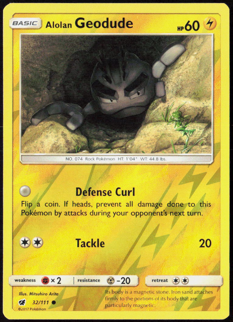 Alolan Geodude Reverse Holo 32/111 SM - Crimson Invasion Pokemon TCG LP