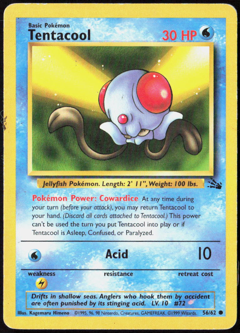 Tentacool Unlimited 56/62 Fossil Pokemon TCG HP