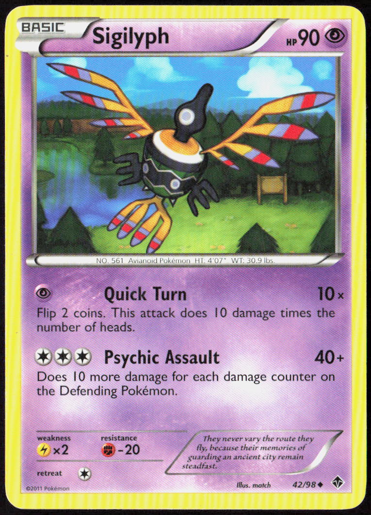 Sigilyph (42) 42/98 Emerging Powers Pokemon TCG LP