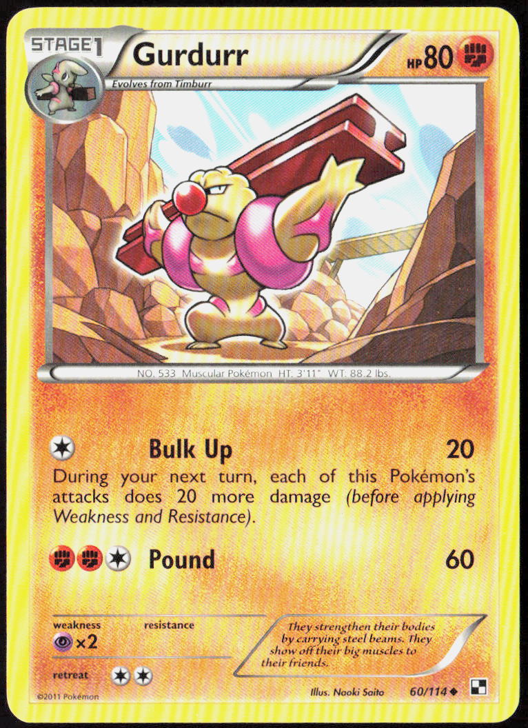 Gurdurr 60/114 Black and White Pokemon TCG LP
