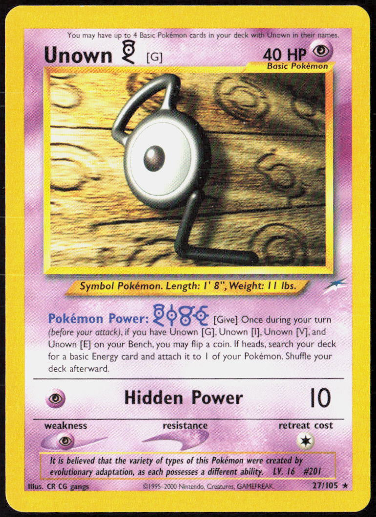 Unown [G] Unlimited 027/105 Neo Destiny Pokemon TCG LP