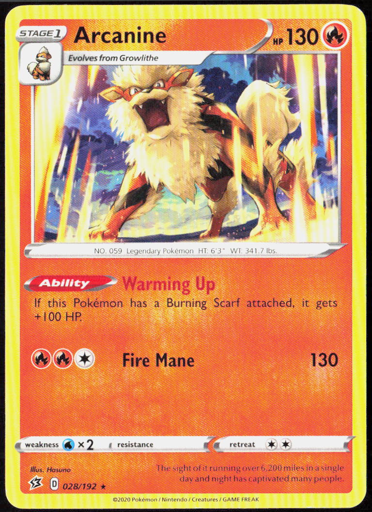 Arcanine 028/192 SWSH02: Rebel Clash Pokemon TCG LP