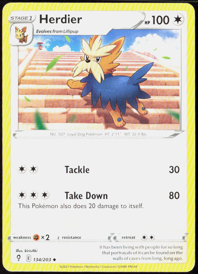Herdier 134/203 SWSH07: Evolving Skies Pokemon TCG LP
