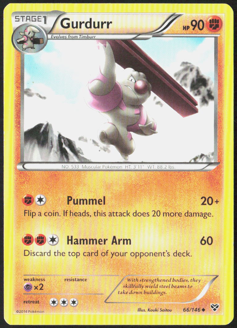 Gurdurr 66/146 XY Base Set Pokemon TCG LP