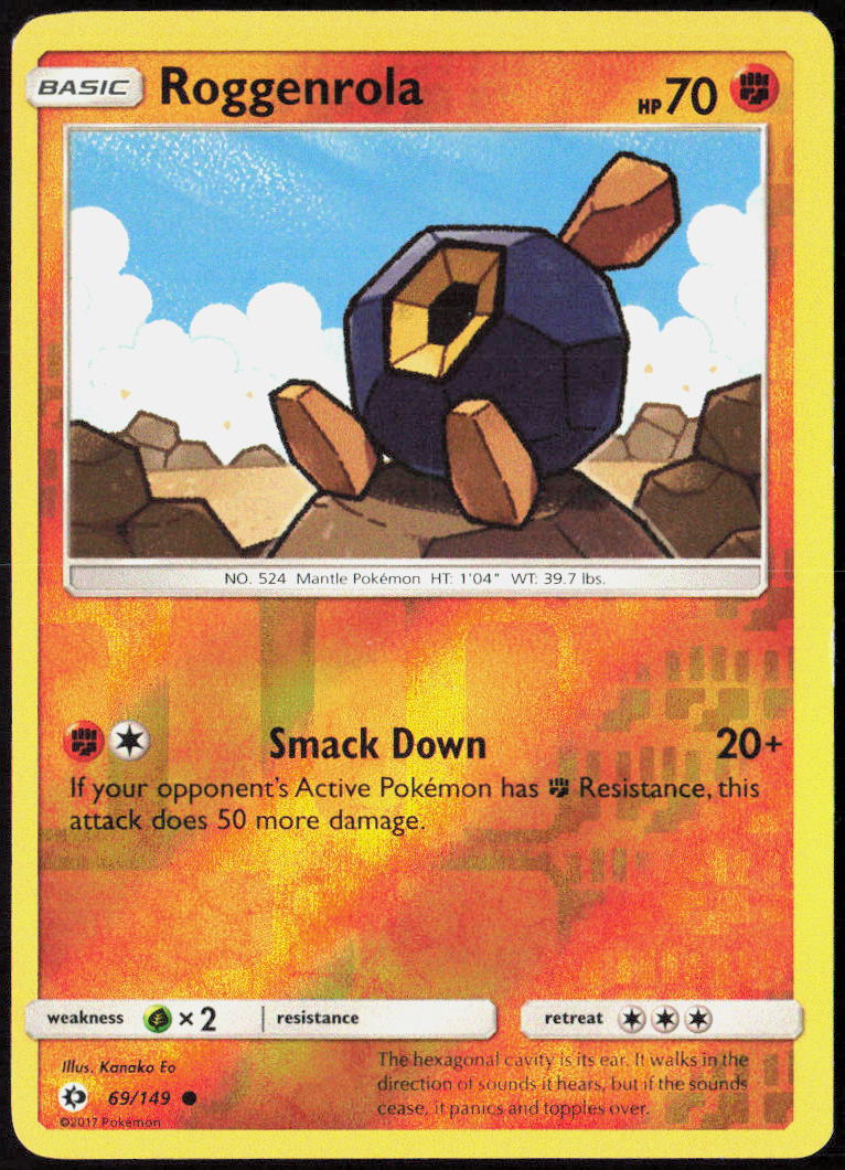 Roggenrola Reverse Holo 69/149 SM Base Set Pokemon TCG LP