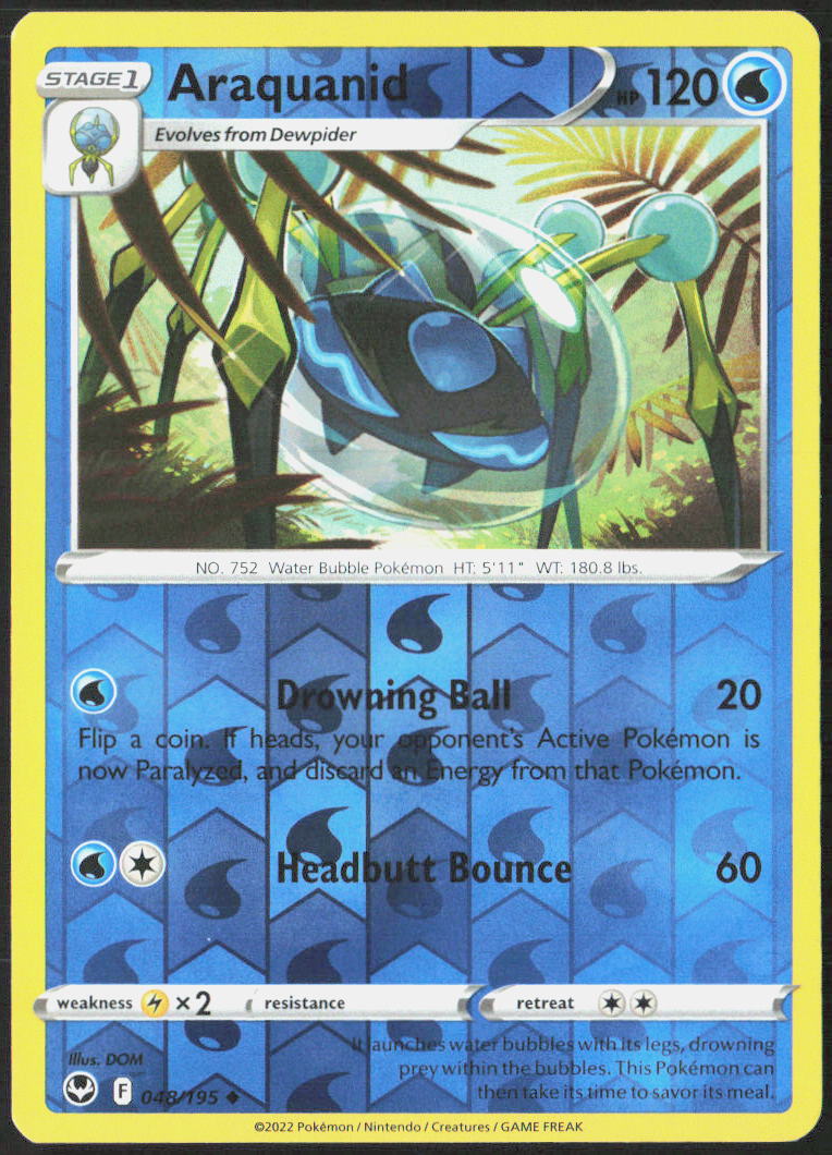 Araquanid Reverse Holo 048/195 SWSH12: Silver Tempest Pokemon TCG LP