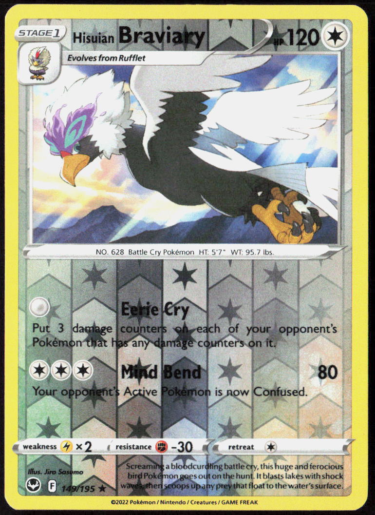 Hisuian Braviary Reverse Holo 149/195 SWSH12: Silver Tempest Pokemon TCG LP