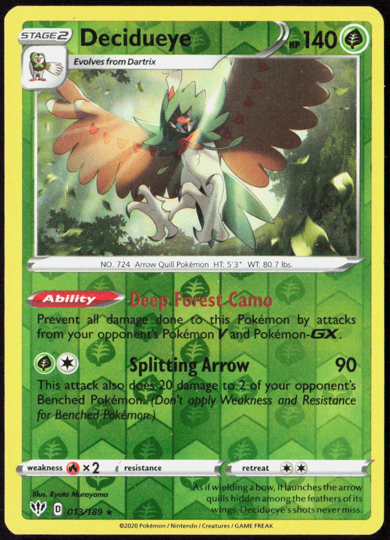 Decidueye Reverse Holo 013/189 SWSH03: Darkness Ablaze Pokemon TCG LP