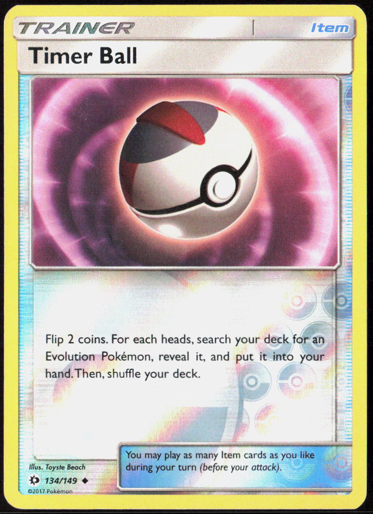 Timer Ball Reverse Holo 134/149 SM Base Set Pokemon TCG LP