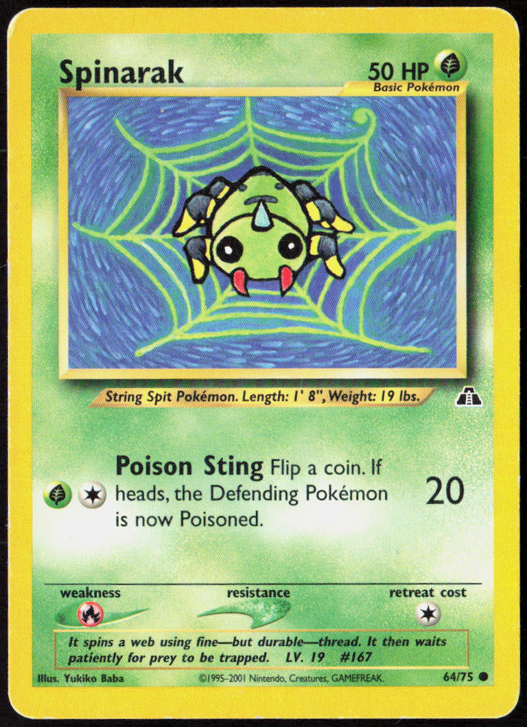 Spinarak Unlimited 64/75 Neo Discovery Pokemon TCG LP