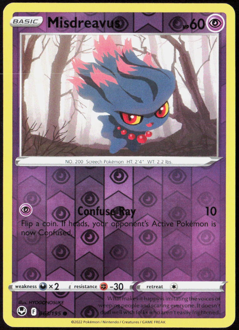 Misdreavus Reverse Holo 063/195 SWSH12: Silver Tempest Pokemon TCG LP