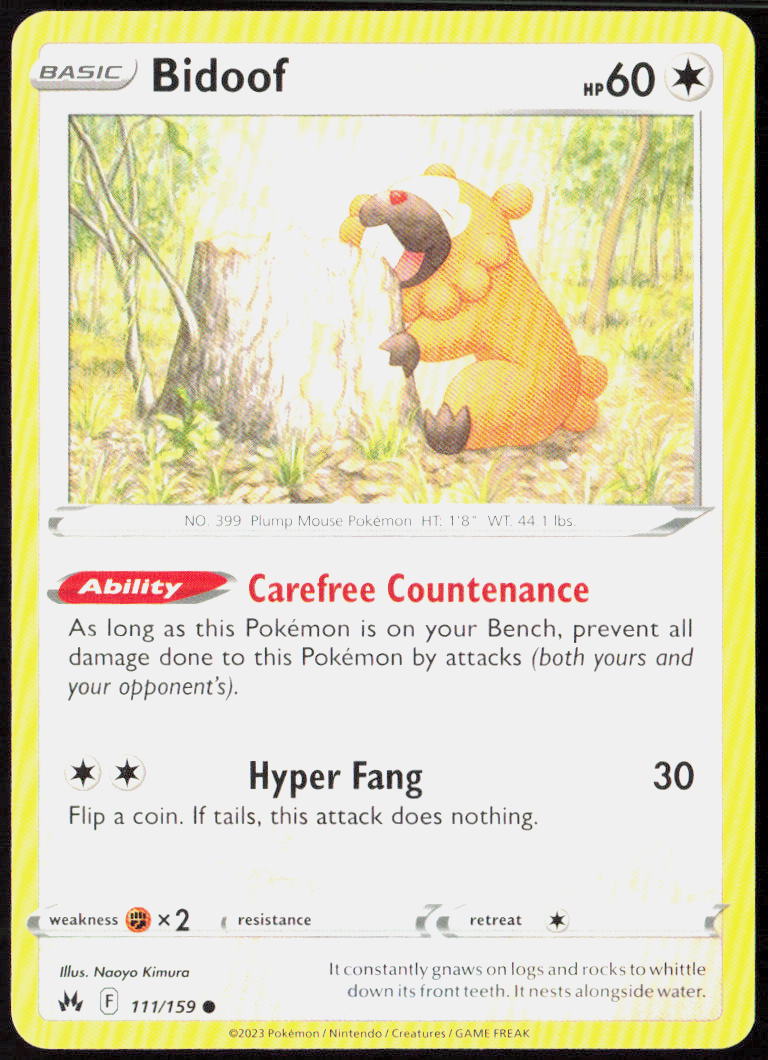Bidoof 111/159 SWSH: Crown Zenith Pokemon TCG LP