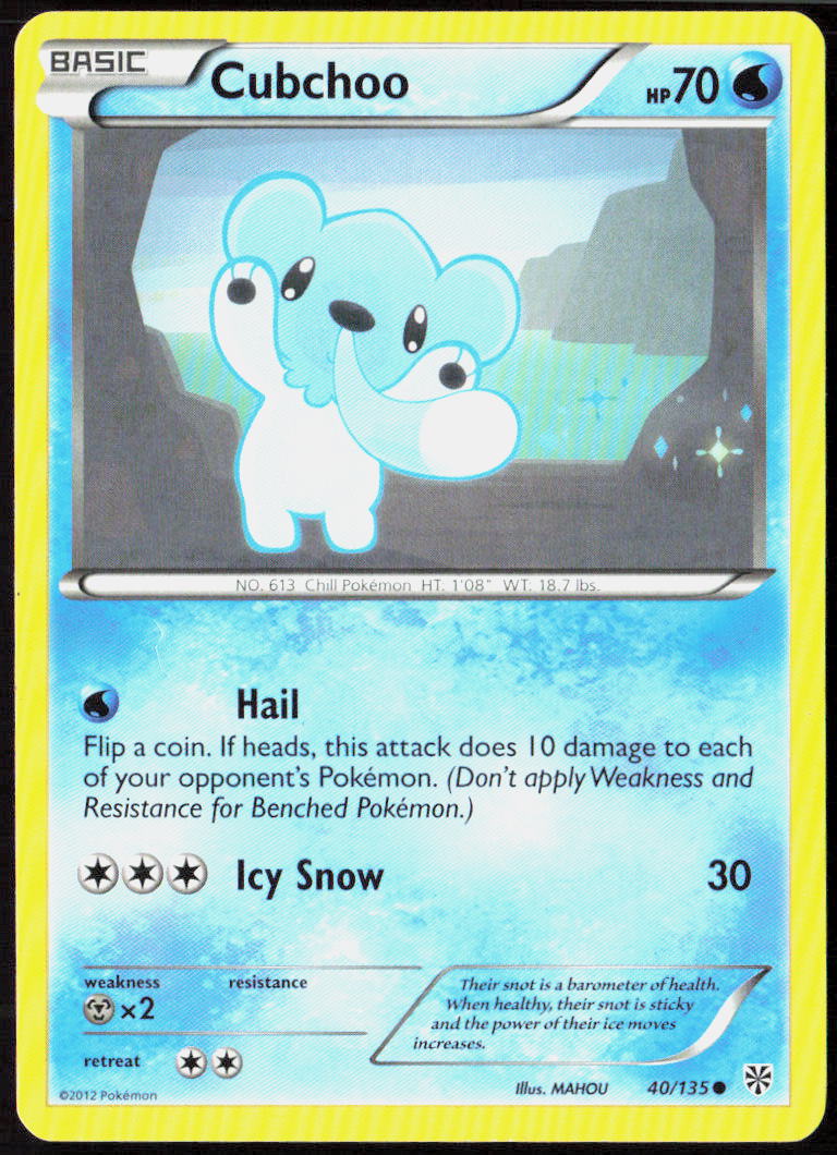 Cubchoo 40/135 Plasma Storm Pokemon TCG LP